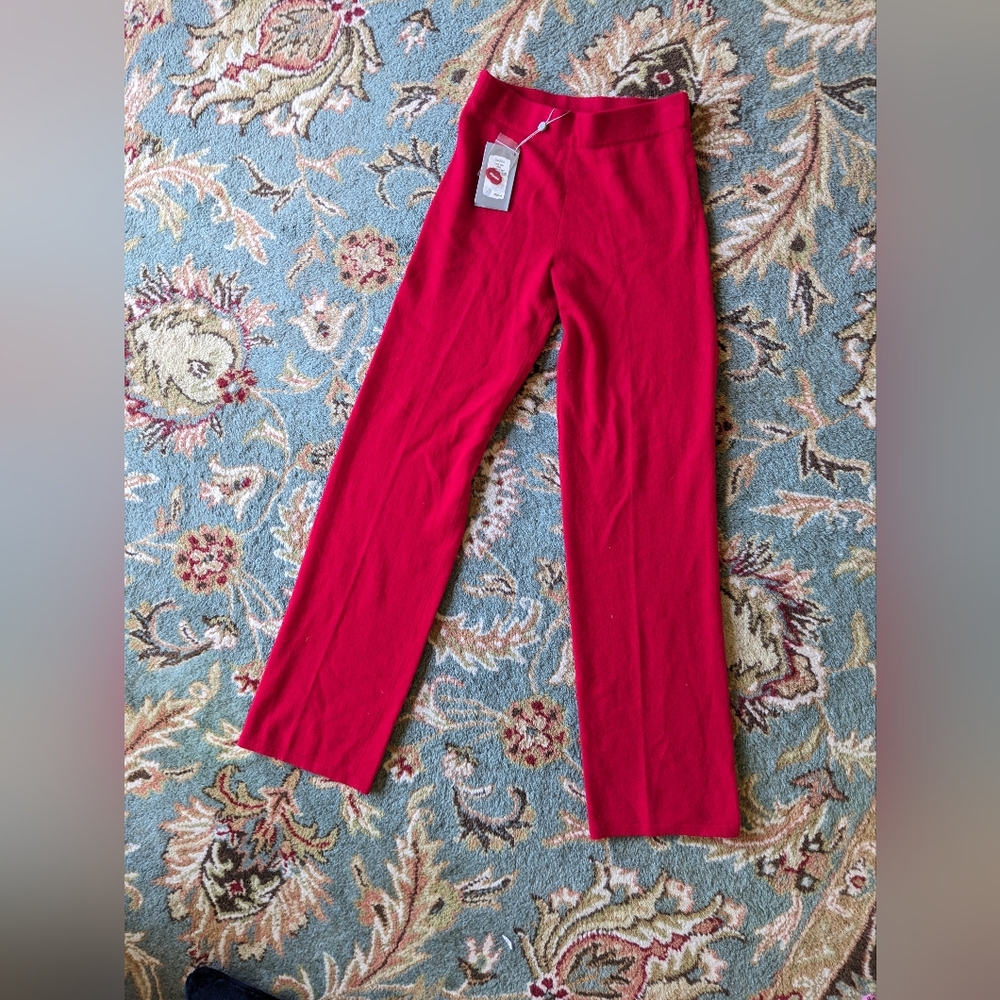 Neiman Marcus Cashmere Collection Wide leg Pants Red Size Small
